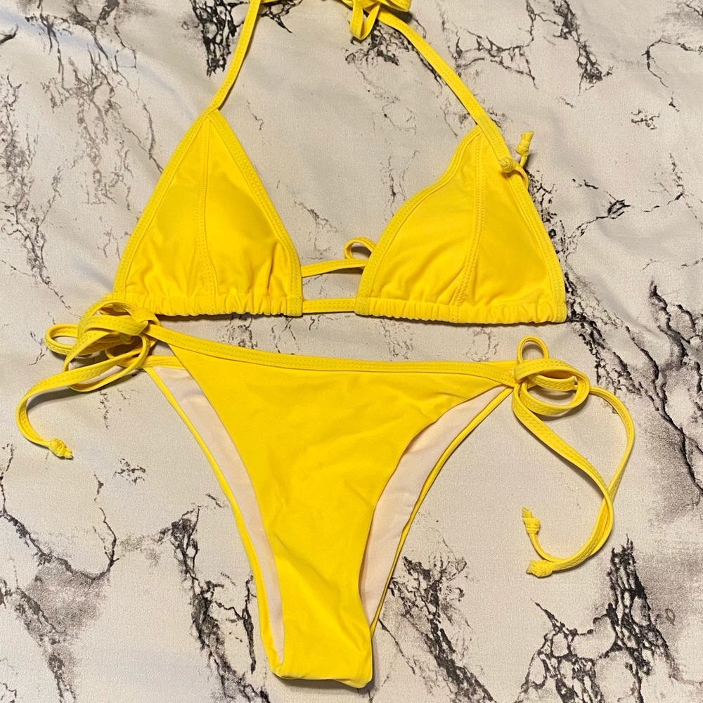 SHEIN Yellow two piece string bikini size S